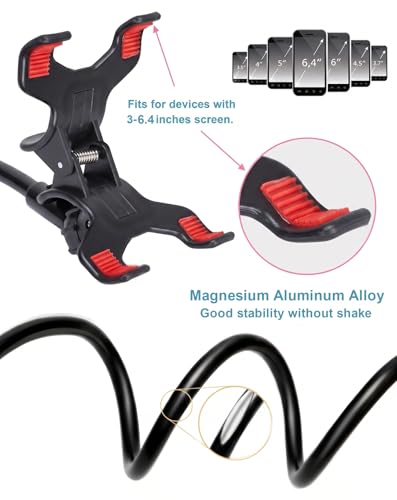 ZTON Universal Cell Phone Holder, Universal Mobile Phone Stand, Lazy Bracket, Flexible Long Arms Clip Mount for iPhone, LG, etc.in Office Bedroom Desktop.(Black) - color: Black