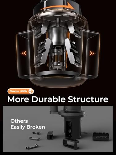 LISEN [Upgraded Version Cup Holder Phone Holder for Car, Universal 360° Adjustable Long Neck Car Phone Mount Golf Cart Truck Jeep, Compatible with iPhone Samsung Google & All 4.0-7.0 '' Phones - color: Black