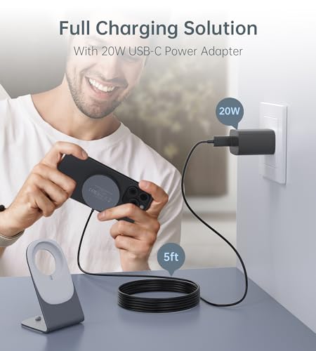 Magnetic Wireless Charger Stand + Charging Pad for iPhone Duo/18-12 Series - color: Gray