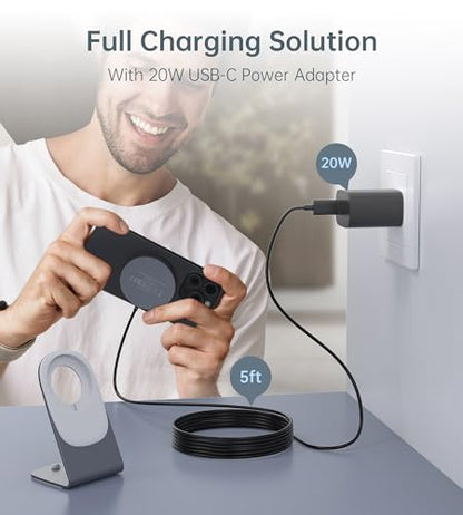 Magnetic Wireless Charger Stand + Charging Pad for iPhone Duo/18-12 Series - color: Gray