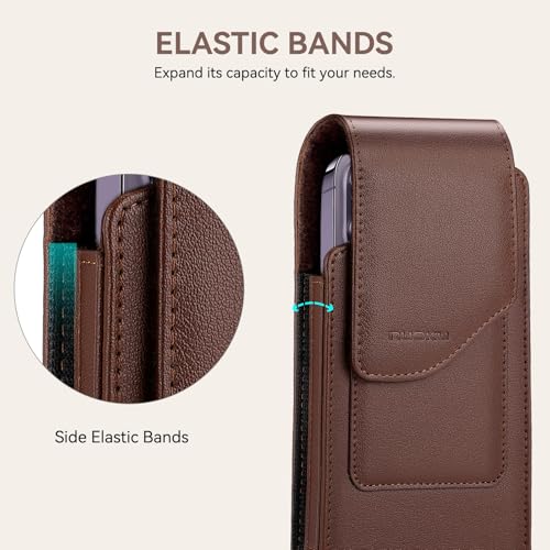 nuoku Phone Holster for Men Belt with Card Holder for iPhone Air 17/16/15/14/13/12/11 Pro Max, Cell Phone Belt Holder for Men Compatible with Samsung Galaxy S25,S24,S23/A54 A53 A52(Brown) - color: Brown
