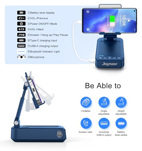 Gifts for Men Women, Bluetooth Speaker Phone Stand with Charging Function 360° Rotable Adjustable Cell Phone Holder HD Surround Sound for Desk Fits All Phones,Tablet (Blue) - color: Blue