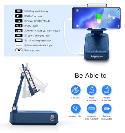 Gifts for Men Women, Bluetooth Speaker Phone Stand with Charging Function 360° Rotable Adjustable Cell Phone Holder HD Surround Sound for Desk Fits All Phones,Tablet (Blue) - color: Blue