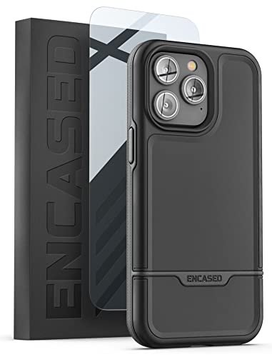 ENCASED Heavy Duty iPhone 14 PRO MAX Case with Screen Protector, Ultra Protective Military Grade [10Ft Drop Rated] Dual Hybrid Rugged Cover (Rebel Series) (Black) - color: Black, size: iPhone 14 Pro Max