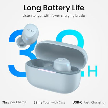 TOZO A1 Wireless Earbuds Bluetooth 5.3 Light Weight in Ear Headphones - color: Blue