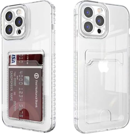 Compatible with iPhone 16 Pro Case with Card Holder, Clear Card Slot case, Ultra-Thin, Soft, Shockproof, Credit Card Protective Cover for iPhone 16 Pro - size: iPhone 16 Pro