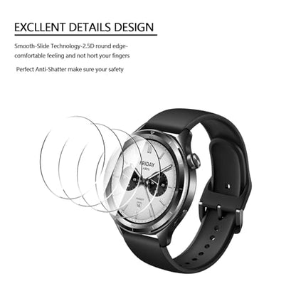 Anoowkoa 4 Pack Premium Screen Protector for Xiaomi Watch S4[NotvXiaomi Watch S4 Sport] Tempered Glass Film，9H Hardness,Ultra Resistant,Anti-Fingerprints,No Bubbles,HD-Clear,Easy Install - color: Xiaomi Watch S4