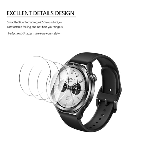 Anoowkoa 4 Pack Premium Screen Protector for Xiaomi Watch S4[NotvXiaomi Watch S4 Sport] Tempered Glass Film，9H Hardness,Ultra Resistant,Anti-Fingerprints,No Bubbles,HD-Clear,Easy Install - color: Xiaomi Watch S4