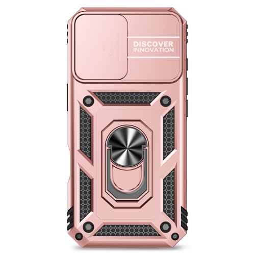 for iPhone 17 Case, with Slide Camera Cover HD Screen Protector [Military Grade 16ft. Drop Tested] Ring Holder Kickstand Protective Phone Case for Apple iPhone 17, Rose Gold - color: Rose Gold w/ Slide Camera 2nd gen. Military Grade