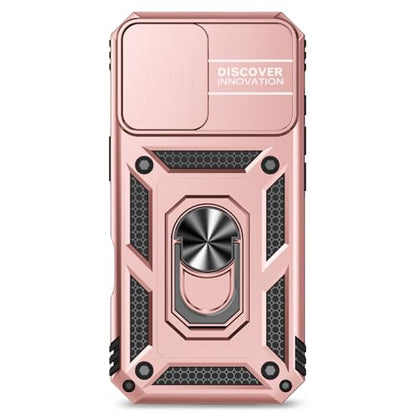 for iPhone 17 Case, with Slide Camera Cover HD Screen Protector [Military Grade 16ft. Drop Tested] Ring Holder Kickstand Protective Phone Case for Apple iPhone 17, Rose Gold - color: Rose Gold w/ Slide Camera 2nd gen. Military Grade