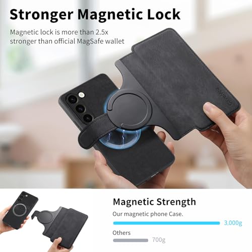 2 in 1 Wallet Case for Samsung Galaxy S23+ Plus CMG Black | PU Leather Magnetic Flip Folio Case with RFID Blocking Card Holder, Credit Card Slots Kickstand, Shockproof Protective Cover - color: Black, size: Samsung Galaxy S23 Plus