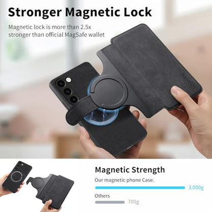 2 in 1 Wallet Case for Samsung Galaxy S23+ Plus CMG Black | PU Leather Magnetic Flip Folio Case with RFID Blocking Card Holder, Credit Card Slots Kickstand, Shockproof Protective Cover - color: Black, size: Samsung Galaxy S23 Plus