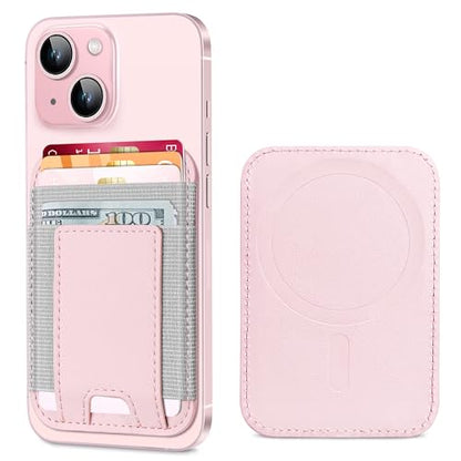 Upgraded for Magsafe Wallet, 7 Card Holder, RFID Blocking, Strongest Magnet | Magnetic Wallet for iPhone 17/16/15/14/13/12 Series, for iPhone Magsafe Wallet with 2 Card Slots, Vegan Leather, Baby Pink - color: Baby Pink