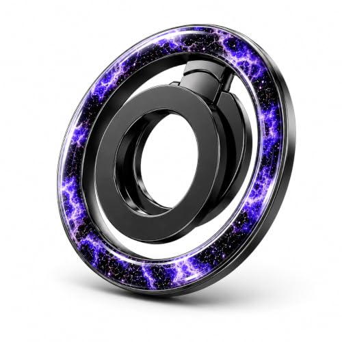 Double Magnetic 360 ° Rotate Cell Phone Ring for MagSafe, Magnetic Phone Grip, Phone Ring Holderwith Adjustable Kickstand for iPhone 17/16/15(Plus,Mini,Pro, Pro Max), Purple - color: Purple