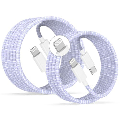 20W Lightning Cable to USB C, [Apple MFi Certified] Braided Fast Cable - color: Purple, size: 20W-6FT+10FT