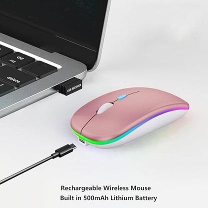 WREANU Wireless Bluetooth Mouse, Rechargeable Laptop Mice, Rose Gold - color: Rose Gold Wireless Bluetooth Mouse