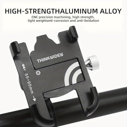 ThinkRider The Ultimate MTB Phone Mount Stand: 360° Rotatable Aluminum Adjustable Non-Slip Cycling Bracket