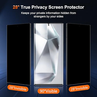 2 Packs for Samsung Galaxy S24 Ultra Privacy Screen Protector, Flexible TPU Support Fingerprint Unlock Soft Film 3D Curved Easy Installation Full Coverage - size: Galaxy S24 Ultra