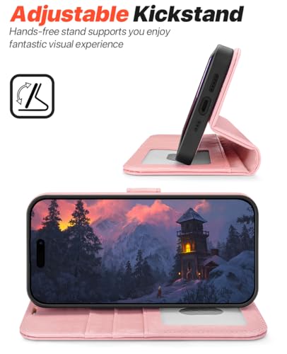 OCASE for iPhone 17 Detachable Wallet Case with Card Holder, 2 in 1 PU Leather Flip Folio with RFID Blocking Stand Wrist Strap Shockproof Phone Cover 6.3 Inch 2025, Light Pink - color: Light Pink, size: iPhone 17