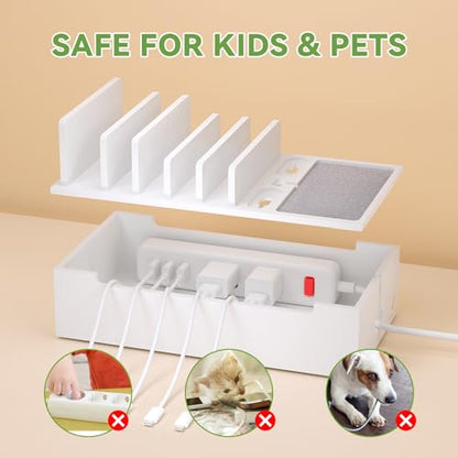 Pezin & Hulin Charger Station Organizer, No Power Charging Supply-White - color: White