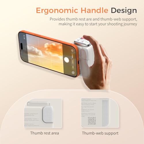 COMITOK Phone Camera Grip MOCA ARCO for Video Recording with Thumb Rest Area Design for iPhone Pro Max, with Enhanced Phone Mount & Detachable Remote for Easy Shooting, Video Call, Support iOS17/18/26 - style: MOCA ARCO