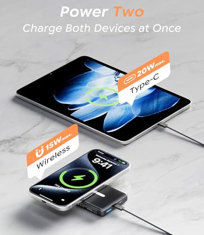 BBD Magsafe Portable Charger,10000mAh Magnetic Power Bank Fast Charging PD 20w with USB C Cable,Slim Magsafe Battery Pack Travel Essential,Wireless Power Bank for iphone 17/16/15/14/13/12 Series 1Pack