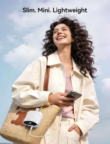 Portable Charger 10000mAh 22.5W Power Bank Built-in 2 Cables Keychain | Charge 5 Devices, TSA approved, Travel Fast Charging Battery Pack for iPhone Samsung Google Android & iWatch Charger, White - color: White