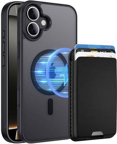 Magnetic for iPhone 16 Plus Wallet Case with Card Holder Black | Compatible with MagSafe, Shockproof Phone Cover with Detachable RFID Blocking Card Slot, Black - color: Black, size: iPhone 16 Plus
