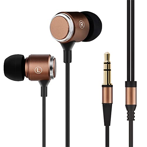 Long Cord Wired Earbuds Without Mic for TV Watching - size: 10FT Brown without Microphone