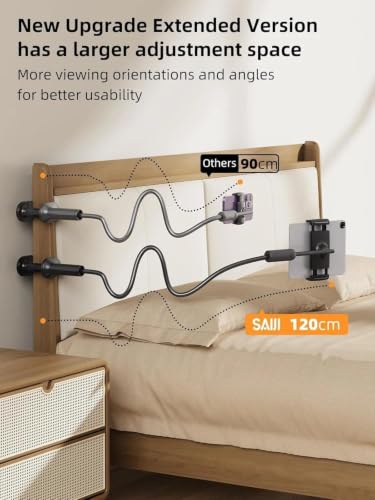 SAIJI 47" Extended Gooseneck Kindle Holder with Adjustable Double Joint-Arm - color: Black