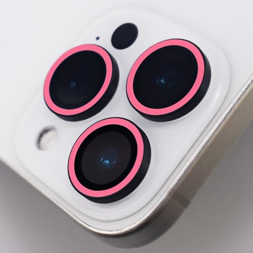 Luminous Camera Lens Protector for iPhone 16 Pro / 16 Pro Max Metal Ring Tempered Glass Glow in The Dark Lens Cover (3PCS) (Pink, for iPhone 16 Pro/16 Pro Max) - color: Pink