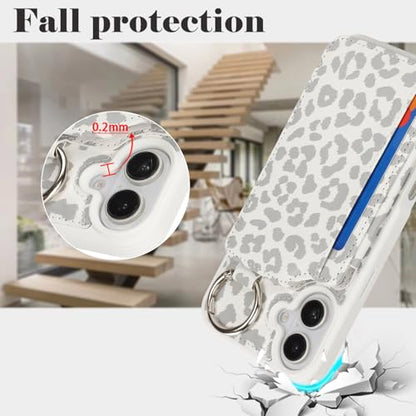 Ｈａｖａｙａ for iPhone 16 case with Card Holder iPhone 16 case Wallet with Keychain Ring and Stand PU Leather Phone case-White Leopard Print - color: C+White leopard print