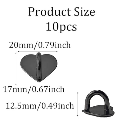 10PCS Rose Gold Heart Cell Phone Ring Holder, Adhesive Metal Finger Grip Stand for Smartphones, Phone Charm Hook Loop Accessories for Cases and Tablets