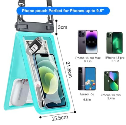Industrial Field Cases Waterproof Phone Pouch, All Gray/Grey Pouch Cell Phone Floating Pouch with Carrying Strap (Double 7.5) - size: Double 7.5