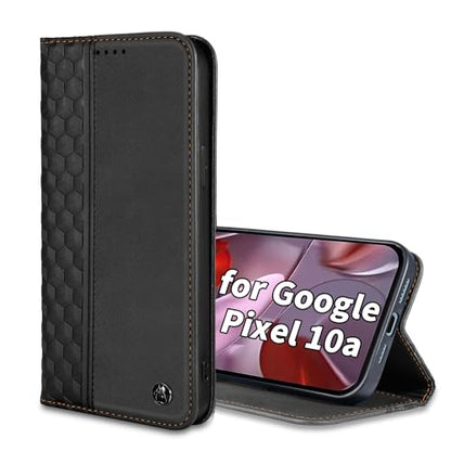 Wallet Case for Google Pixel 10a 2026 6.3 Inch - PU Leather Flip Cover with Card Holder Slots, Strong Magnetic Folio Kickstand Phone Case, Black - color: Black, size: Google Pixel 10a 6.3"