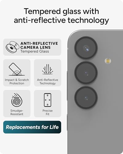 ZAGG Glass Elite Anti-Reflective Samsung Galaxy S25 FE Camera Lens Protector - Tempered Glass, Scratch-Resistant, Crystal Clear Photos, Easy Install, Smudge-Free, Eco-Friendly - color: Black, size: Samsung Galaxy S25 FE
