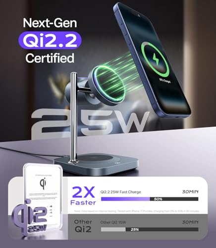 Meifigno Qi2.2 Certified 25W 3-in-1 Fast Wireless Charging Station with Fan