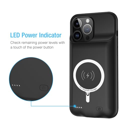 Battery Case for iPhone 15 Pro, Full Encircle 10000mAh High Capacity Rechargeable Portable Charger Case Extended Battery Pack for iPhone 15 Pro(6.1 inch) Wireless Charging Case with Carplay-Black - size: iPhone 15 Pro