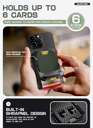 SUPCASE for MagSafe Wallet with Stand, Hold 6 Cards, Battle Green - color: Battle Green
