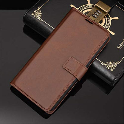 Flip Case for Samsung A03S Wallet PU Leather Magnetic Protective Cellphone Case for Samsung Galaxy A02S A025M A03S A037M Folio Book Cover with Stand (Brown) - color: Brown