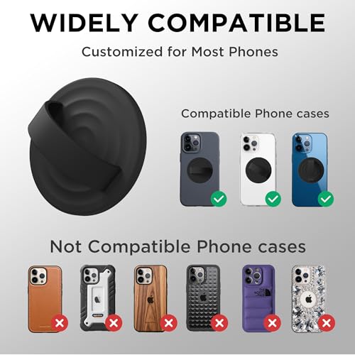 Magnetic Phone Grip for MagSafe, Silicone Ring Grip, Black - color: Black