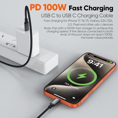 15 ft USB C Cable Fast Charging 100W, Extra Long USBC Charger Cord - size: 15 Feet