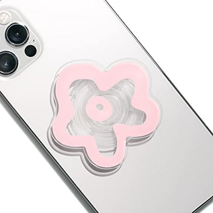 OnTheGrip Cute Transparent Daisy Flower Shape Design Mobile Phone Grip Multi Functional Collapsible Stand Holder for Smartphone Tablet Cell Phone Accessory (Pink)