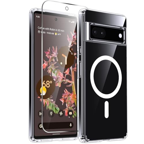 LeYi for Google Pixel-6 Case: Pixel6 Cover [MagSafe Fit] with Pixel 6 Screen Protector, Non-Slip Soft Bumper & Full Body Protection Funda para Googlr 6 Unlocked Smartphone Android Cellphone, Clear - color: Clear, size: Pixel 6 (6.4 Inch)