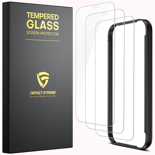 ImpactStrong Shatterproof Tempered Glass Screen Protector for iPhone 11 Pro/iPhone XS/iPhone X [Easy Installation Frame] [Bubble Free] [9H Hardness] [Full Coverage] Case Friendly, 5.8 Inch - (3-Pack) - size: iPhone 11 Pro/X/XS