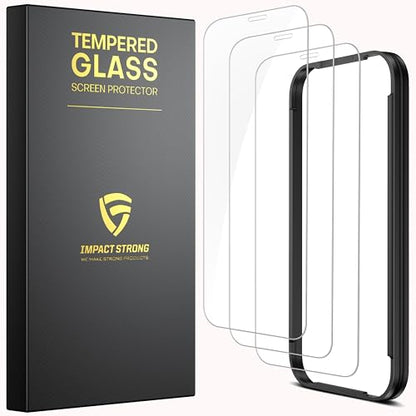 ImpactStrong Shatterproof Tempered Glass Screen Protector for iPhone 11 Pro/iPhone XS/iPhone X [Easy Installation Frame] [Bubble Free] [9H Hardness] [Full Coverage] Case Friendly, 5.8 Inch - (3-Pack) - size: iPhone 11 Pro/X/XS