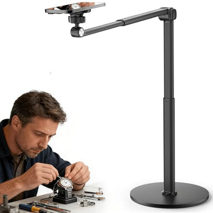 Magnetic Overhead Phone Stand for Desk, 2-Section Telescoping