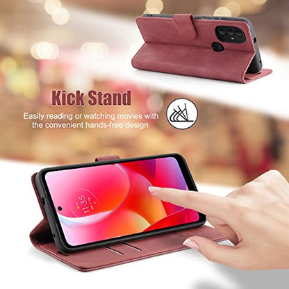 Moto G Power 2022 Wallet Case with [RFID Blocking],Red | Card Holder, Kickstand, Magnetic, Soft Leather Flip Case Wallet for Moto G Power 2022 6.5 Inch - color: Red, size: Moto G Power 2022 6.5 inch