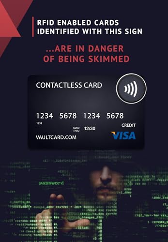 VAULTCARD RFID Blocking Card, NFC Jamming, Protects Wallet and Passport | Vaultskin Patented Multi-Card Defense, superior military-grade 13.56 MHz signal blocker, no battery or credit sleeves needed