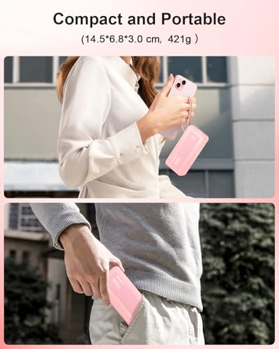 Portable Charger 27000mAh 30W Fast Charging Power Bank - color: Pink, size: 27000Mah